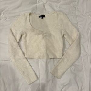 Kendall & Kylie Cream Ribbed Top